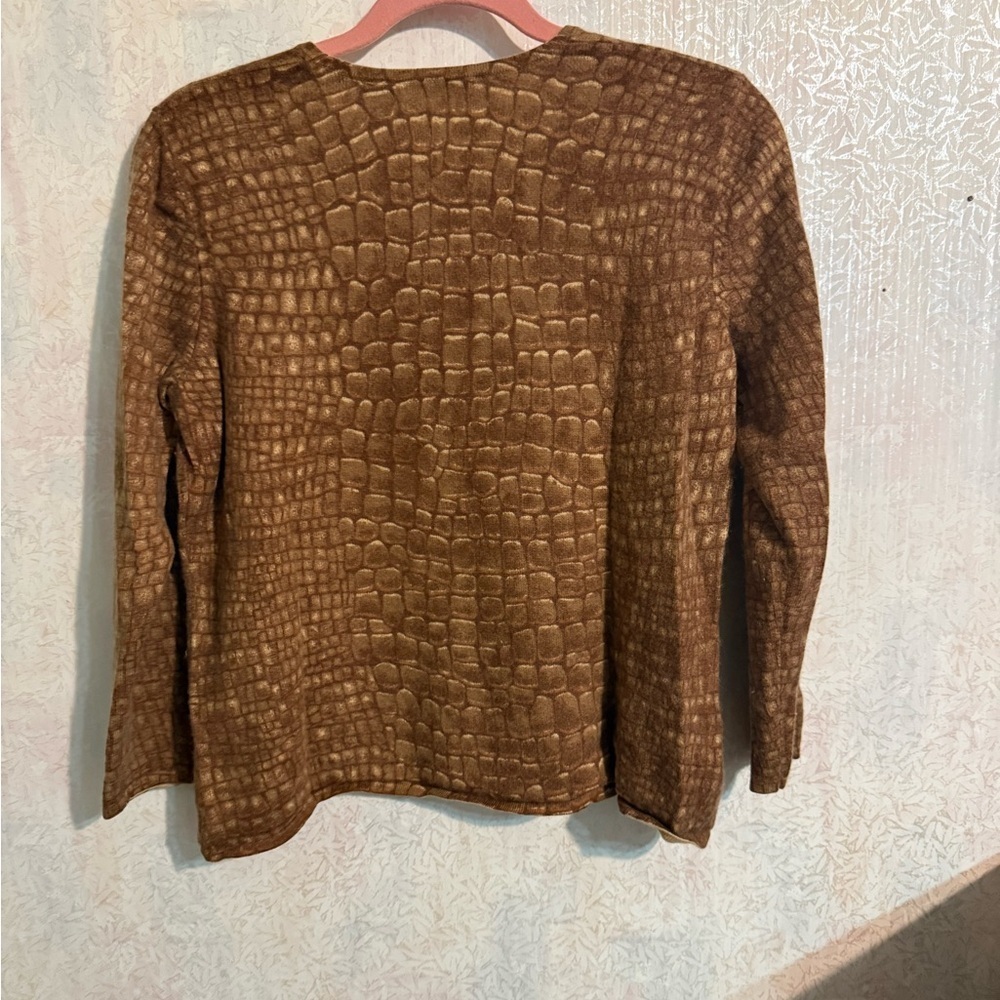 Link Tan Alligator / Crocodile Cashmere Silk Sweater, Sz XL, So Soft - Picture 2 of 7